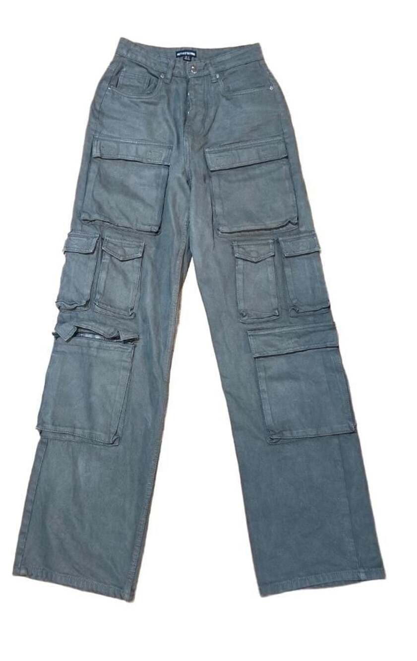 PRETTYLITTLETHING Khaki Multi Pocket Utility Cargo Pants Size US 4